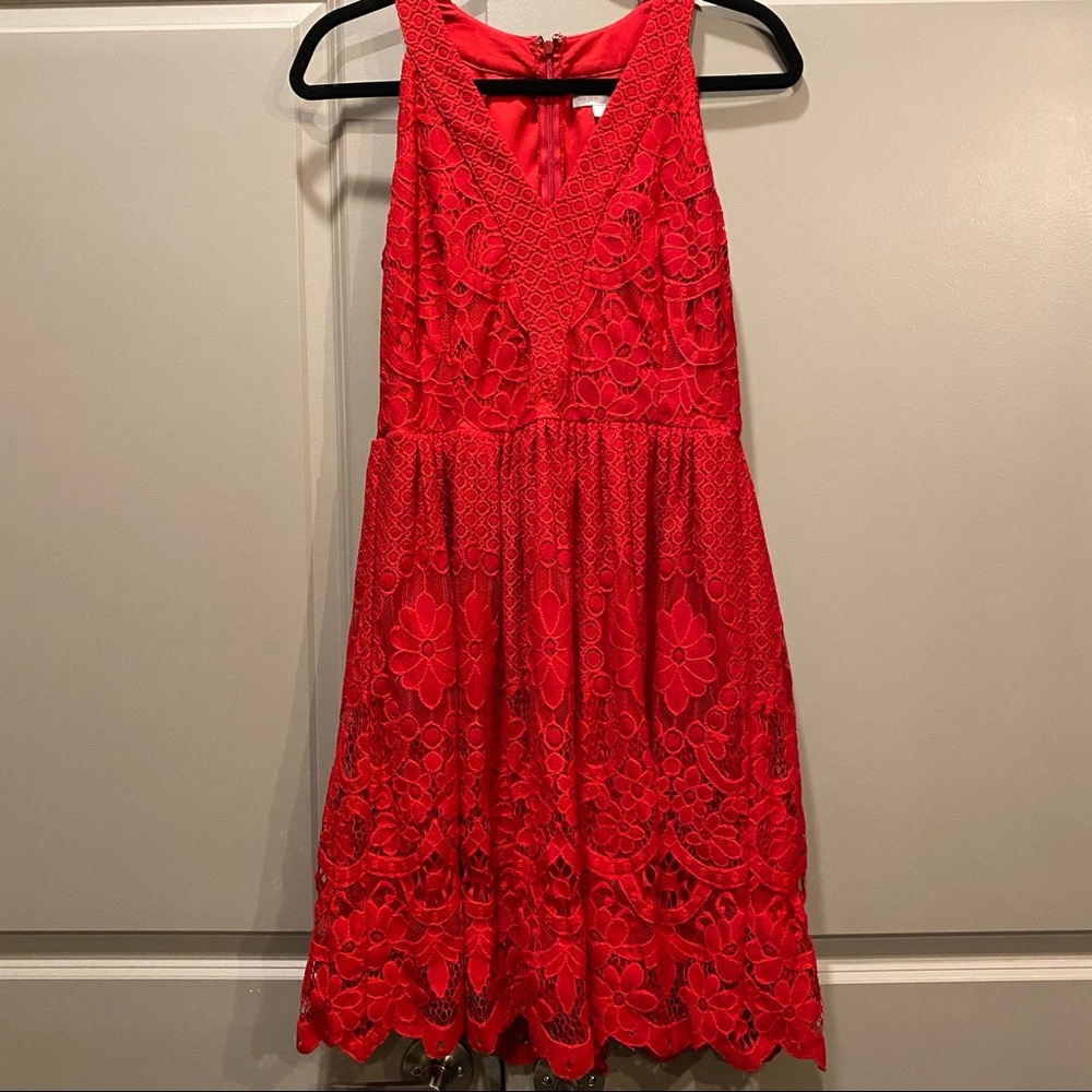 NY&CO Red Floral Lace Dress